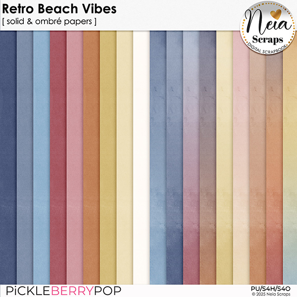Retro Beach Vibes - Solid & Ombré Papers - by Neia Scraps