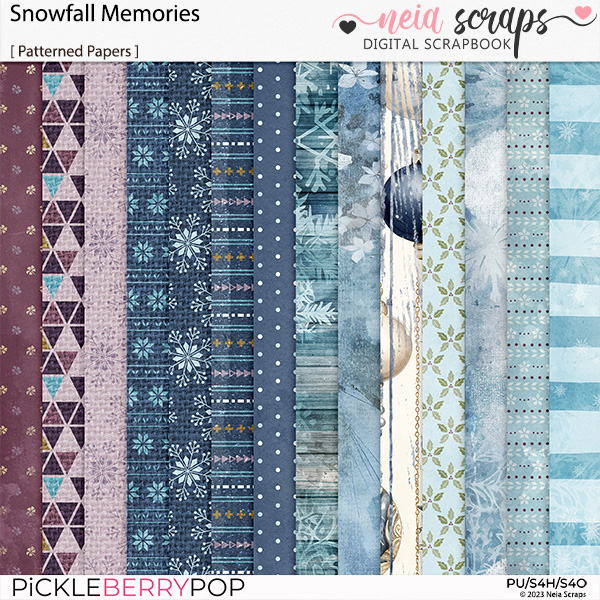 Snowfall Memories - Patterned Papers - by Neia Scraps