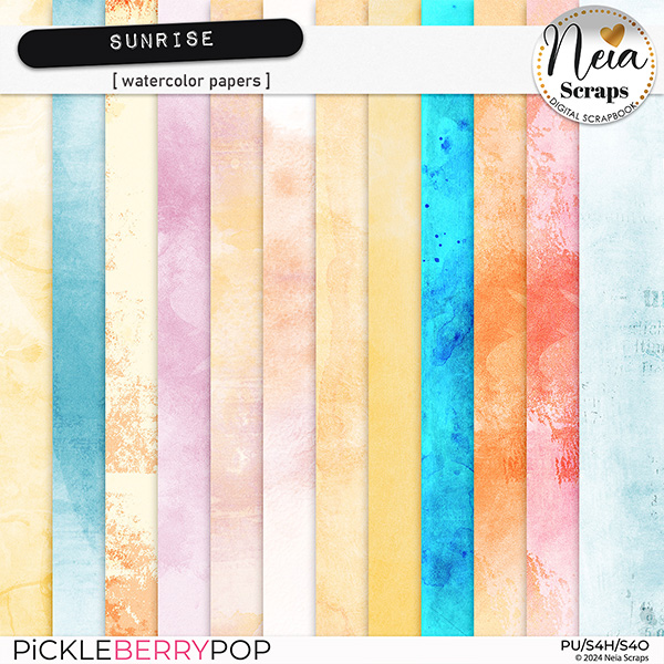 Sunrise - Watercolor Papers - by Neia Scraps