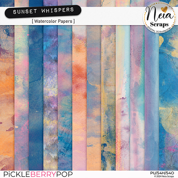 Sunset Whispers - Watercolor Papers - by Neia Scraps