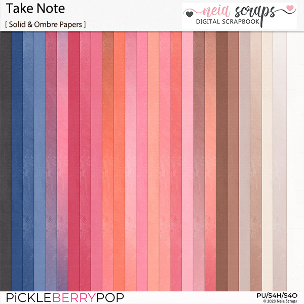 Take Note - Solid & Ombre Papers - by Neia Scraps