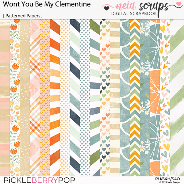 Won't you be my Clementine? - Patterned Papers - by Neia Scraps