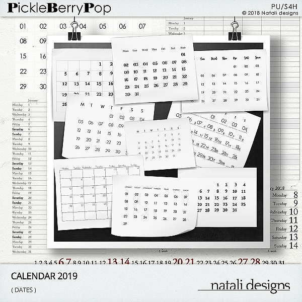 2019 Calendar Dates