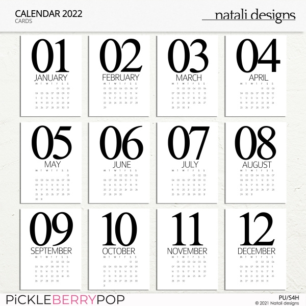 2022 Calendar Cards