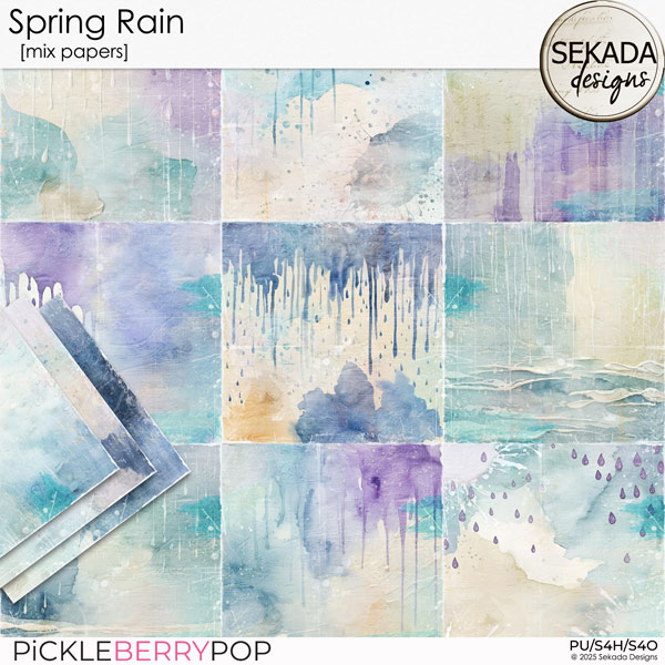 Spring Rain [mix papers] by Sekada Designs