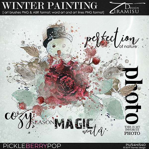 Winter Painting ~ watercolor brushes and word art