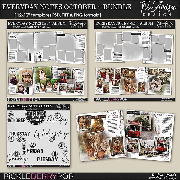 Everyday Notes Templates ~ October Bundle by TirAmisu design