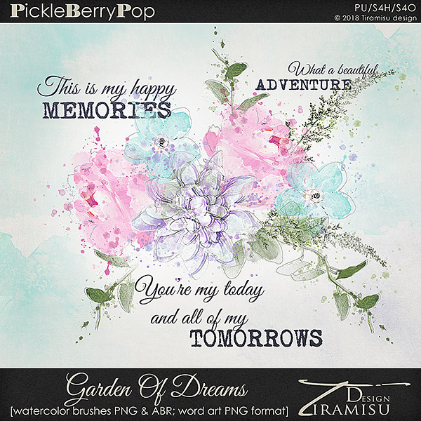 Garden Of Dreams ~ watercolor brushes by Tiramisu design  