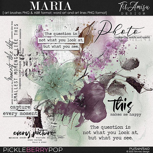 Maria ~ watercolor brushes and word art 