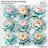 CU Watercolor Turquoise And Blush Peonies by Ilonka's Designs
