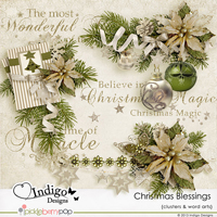 Christmas Blessings Clusters & Word Arts 