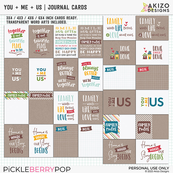 You + Me = Us | Journal Cards