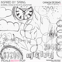 Inspired by Spring - scribbles, stamps & line art in .png format