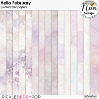 Hello February - Watercolor Papers - by Neia Scraps