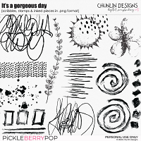 It's a gorgeous day - scribbles, stamps & inked pieces in .png format