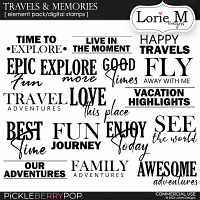 Travels & Memories Digital Stamps / Wordarts