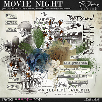 Movie Night ~ watercolor brushes and word art  