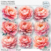 CU Watercolor Coral Peonies by Ilonka's Designs
