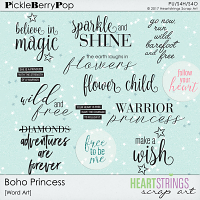 Boho Princess Word Art