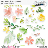 Watercolor Flowers (CU elements) 271 by Simplette