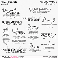 Hello January - word art