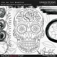 Dia de los muertos - inked sketches, pencil line art & scribbles