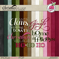 Christmas Village Solid Papers & WordArt