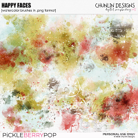 Happy faces - watercolor brushes in .png format