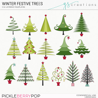 Winter Festive Trees Layered Templates (CU)