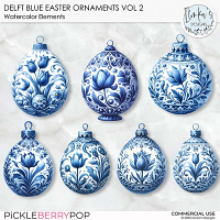CU Watercolor Delft Blue Easter Ornaments Vol 2 by Ilonka's Designs