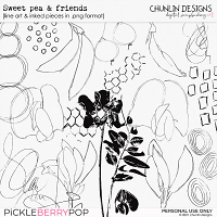 Sweet pea & friends - line art & inked pieces in .png format