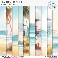 CU Watercolor Beach Papers Vol 8 by Ilonka's Designs