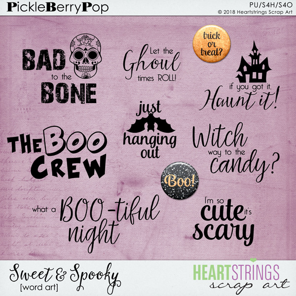 Sweet & Spooky Word Art by Heartstrings Scrapart at Pickleberrypop