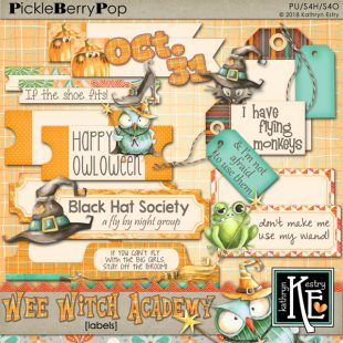 Wee Witch Academy Labels & Word Art by Kathryn Estry at Pickleberrypop