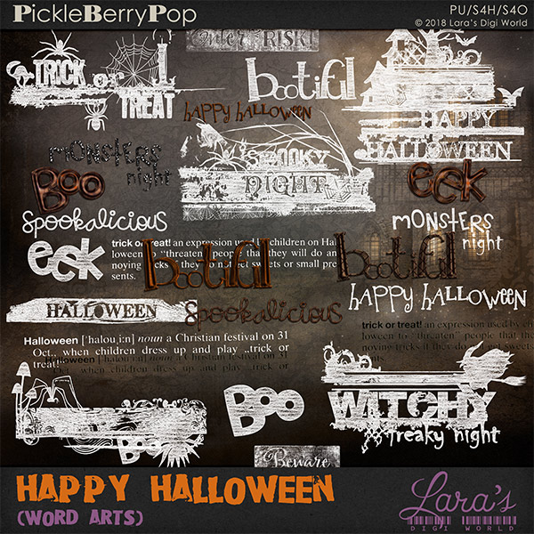 Happy Halloween Word Art by Lara's Digi World at Pickleberrypop