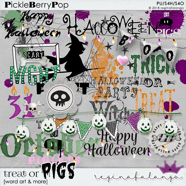 Treat or Pigs Word Art by reginafalango at Pickleberrypop