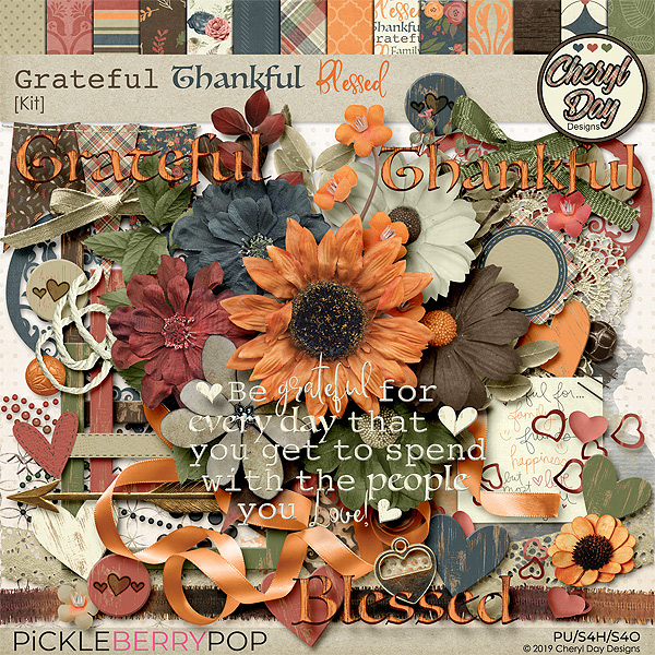 Grateful Thankful Blessed by Cheryl Day Designs at Pickleberrypop