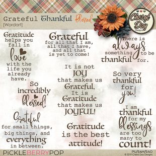 Grateful Thankful Word Art by Cheryl Day Designs at Pickleberrypop