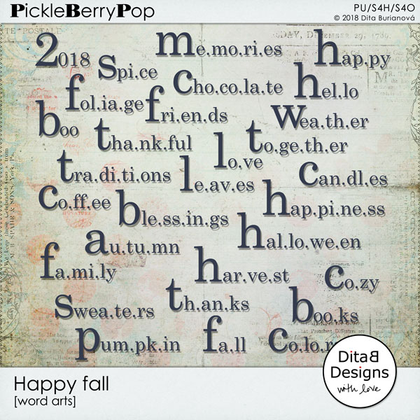 Happy Fall Wordart by DitaB Designs at Pickleberrypop