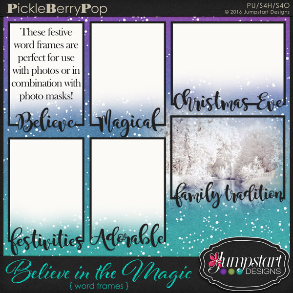 Believe in the Magic Word Frames by Jumpstart Designs at Pickleberrypop