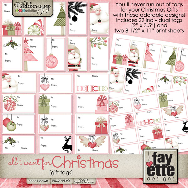 All I Want for Christmas Gift Tags by Fayette Designs at Pickleberrypop