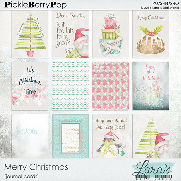 Merry Christmas Journal Cards by Lara's Digi World at Pickleberrypop